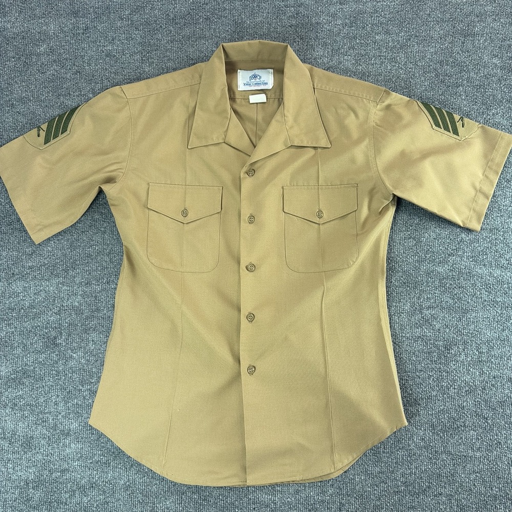 DSCP Valor Collection USMC Khaki Short Sleeve Uniform Shirt Sergeant Patches 17
